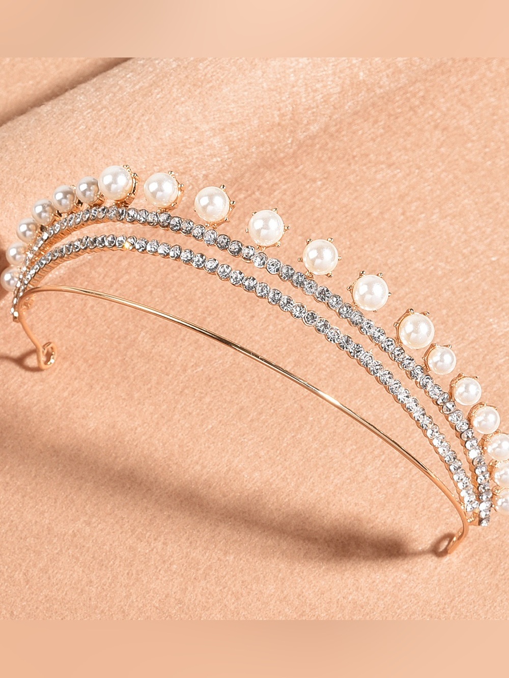 Gold Pearl & Crystal Headband - Elegant Women’s Hair Accessory